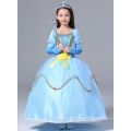 Vente chaude vêtements pour bébé filles princesse de film de bande dessinée grandes robes de bal manches longues bleu plein manche en vente pour la performance